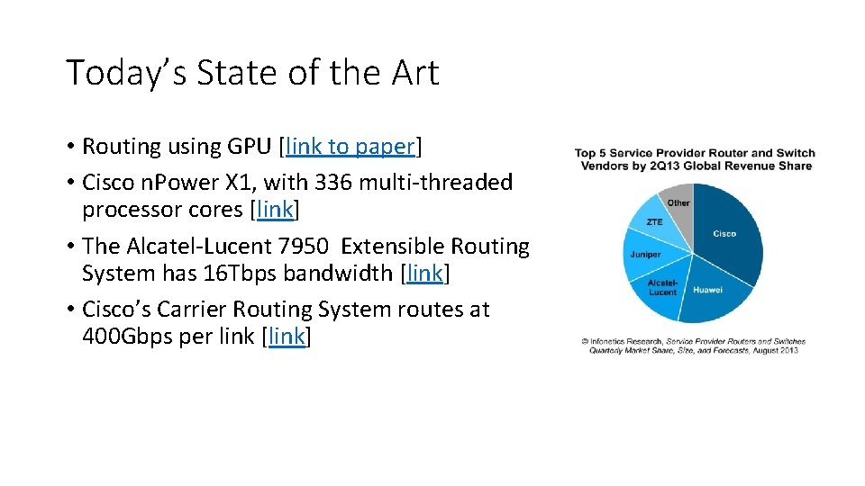 Today’s State of the Art • Routing using GPU [link to paper] • Cisco