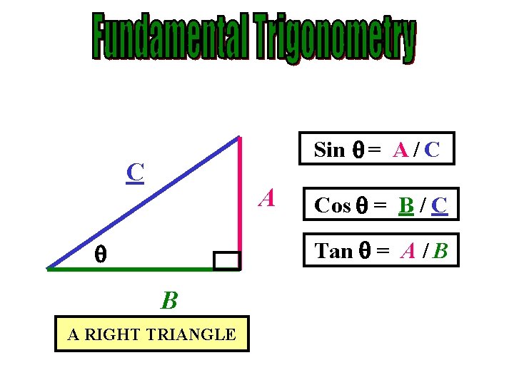 Sin = A / C CC A A A Cos = B / C