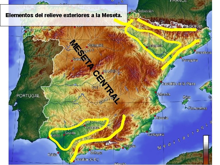 Elementos del relieve exteriores a la Meseta. A ET ES M L RA NT