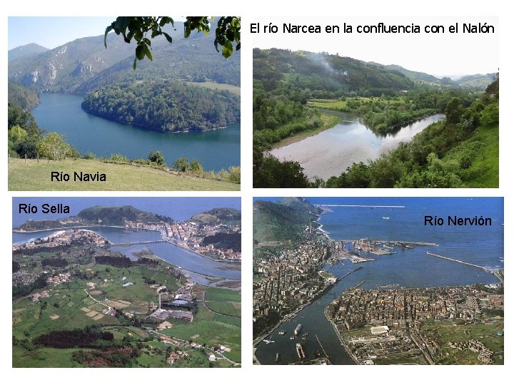 El río Narcea en la confluencia con el Nalón Río Navia Río Sella Río