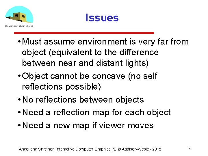 Issues • Must assume environment is very far from object (equivalent to the difference