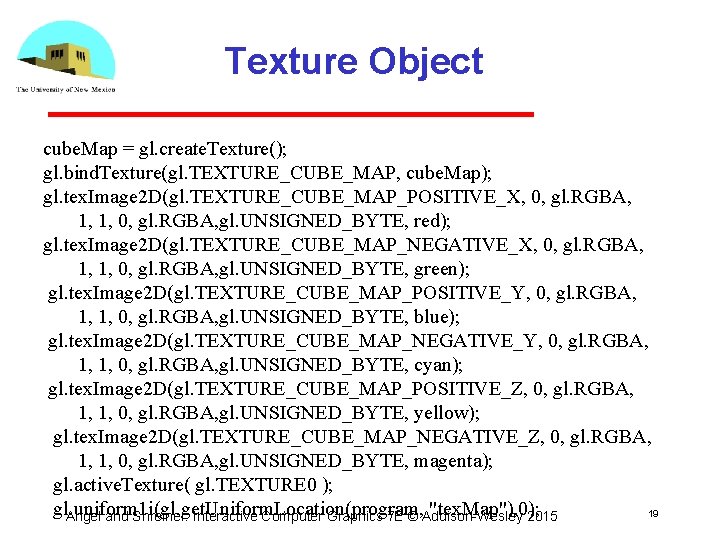 Texture Object cube. Map = gl. create. Texture(); gl. bind. Texture(gl. TEXTURE_CUBE_MAP, cube. Map);