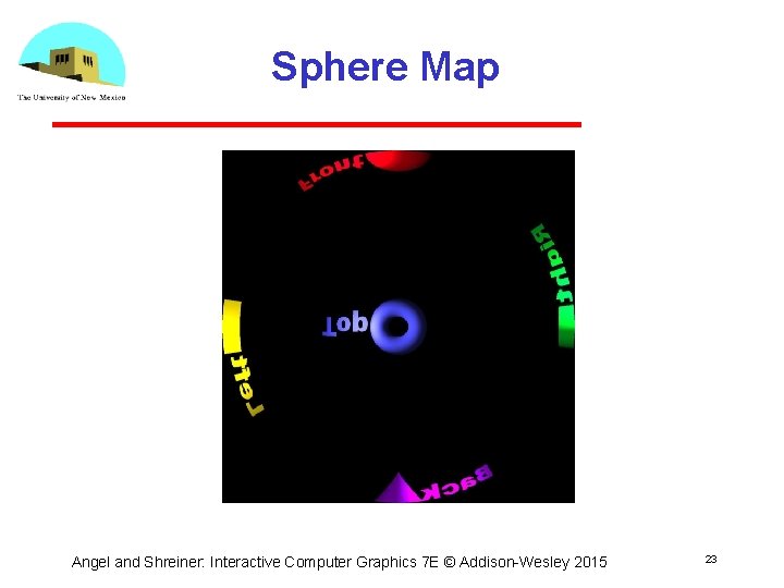 Sphere Map Angel and Shreiner: Interactive Computer Graphics 7 E © Addison Wesley 2015