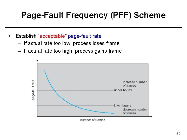 Page-Fault Frequency (PFF) Scheme • Establish “acceptable” page-fault rate – If actual rate too