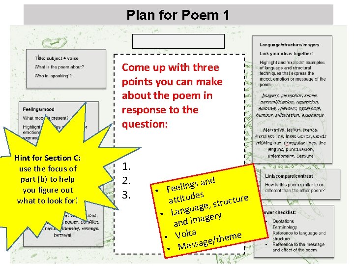 Plan for Poem 1 Come up with three points you can make about the