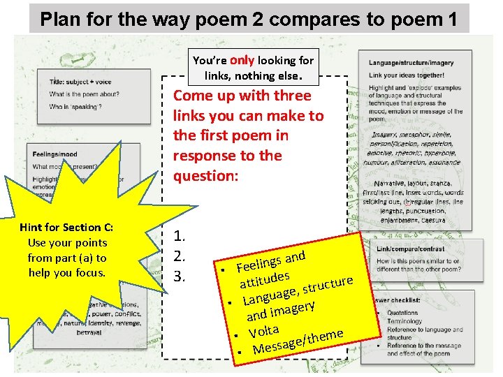Plan for the way poem 2 compares to poem 1 You’re only looking for