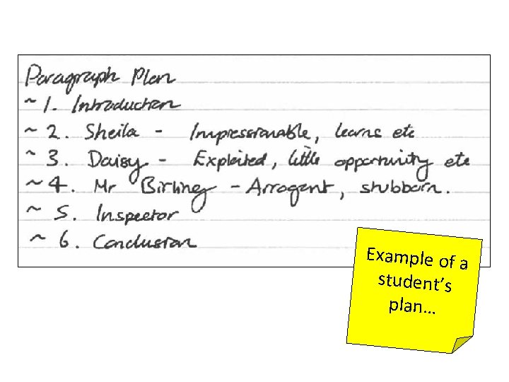 Example of a student’s plan… 