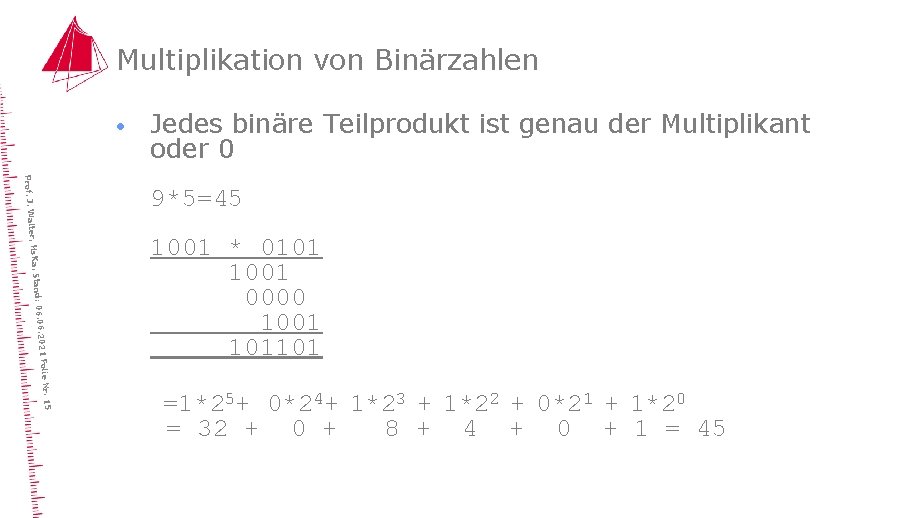 Multiplikation von Binärzahlen · Jedes binäre Teilprodukt ist genau der Multiplikant oder 0 lie