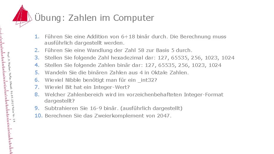 Übung: Zahlen im Computer lie Nr. 24 6. 2021 Fo Stand: 06. 0 ter,