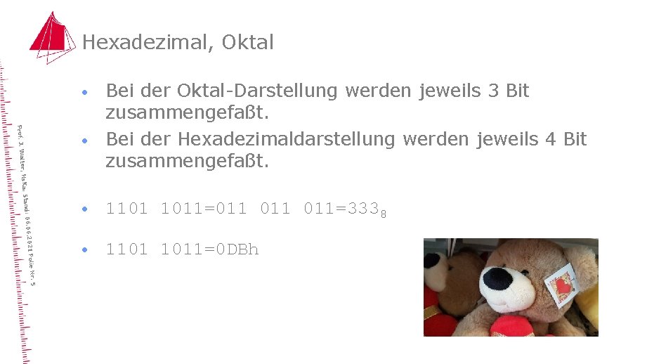 Hexadezimal, Oktal · 6. 2021 Stand: 06. 0 ter, Hs. Ka, Prof. J. Wal