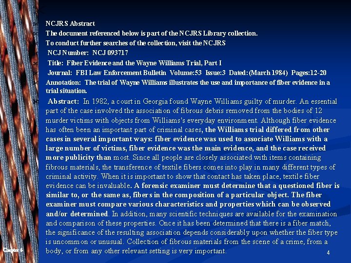 " " " " " Chapter 6 NCJRS Abstract The document referenced below is