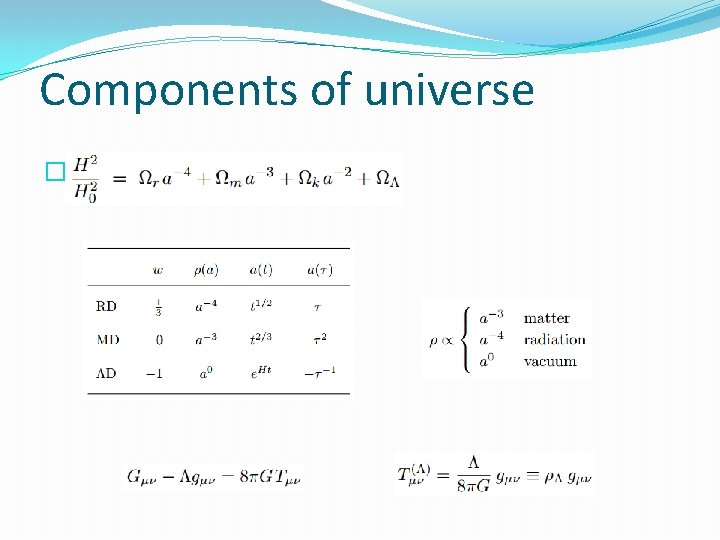 Components of universe � 
