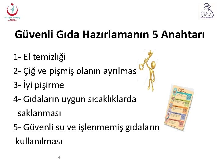 Güvenli Gıda Hazırlamanın 5 Anahtarı 1 - El temizliği 2 - Çiğ ve pişmiş