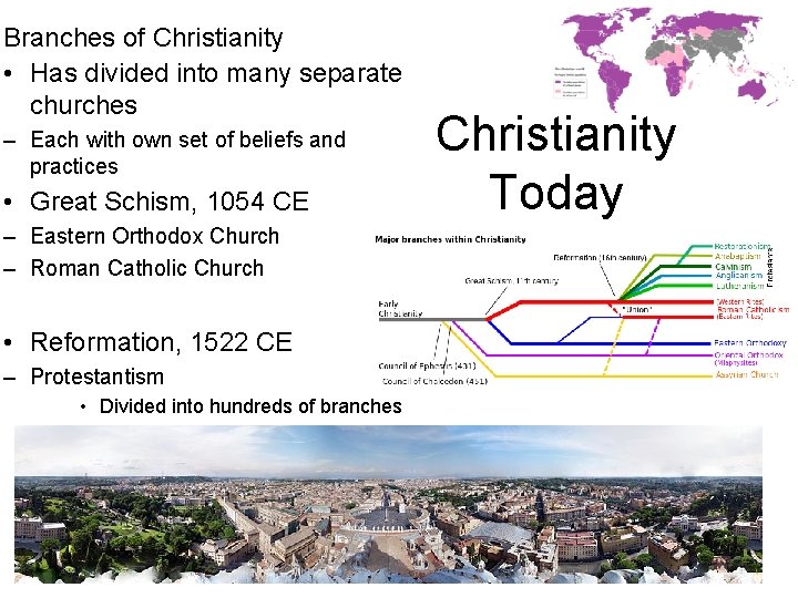 Branches of Christianity • Has divided into many separate churches – Each with own