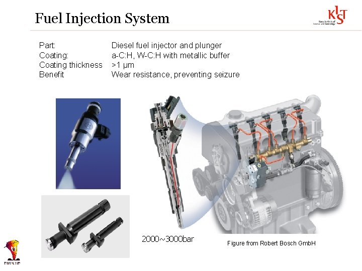 Fuel Injection System Part: Coating thickness Benefit Diesel fuel injector and plunger a-C: H,