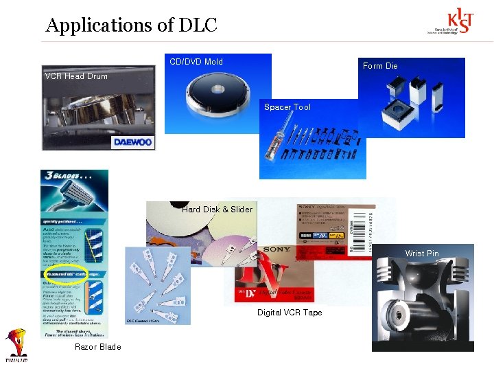 Applications of DLC CD/DVD Mold Form Die VCR Head Drum Spacer Tool Hard Disk