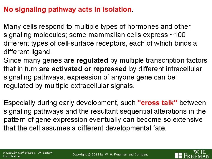 No signaling pathway acts in isolation. Many cells respond to multiple types of hormones