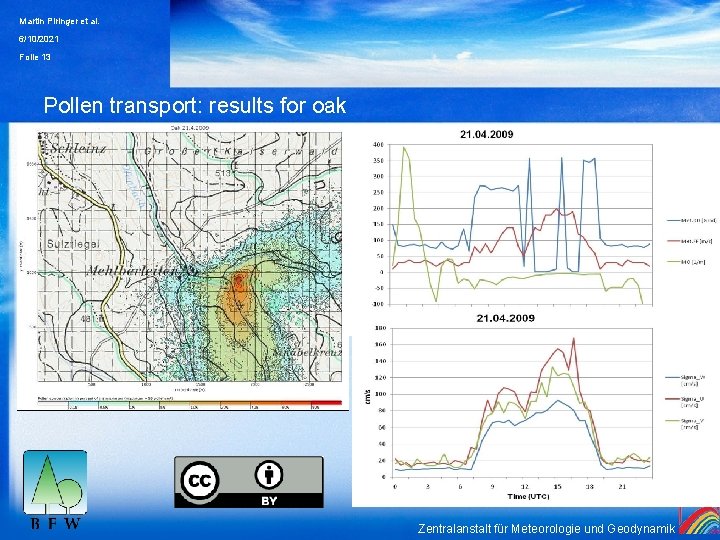 Martin Piringer et al. 6/10/2021 Folie 13 Pollen transport: results for oak Zentralanstalt für