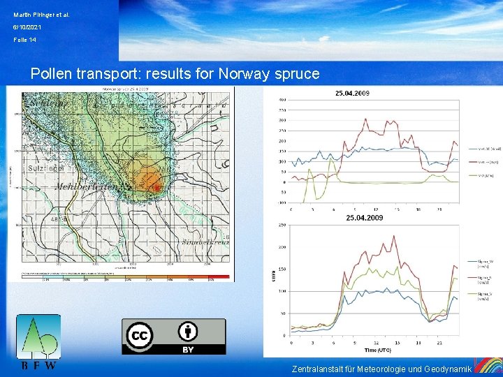 Martin Piringer et al. 6/10/2021 Folie 14 Pollen transport: results for Norway spruce Zentralanstalt