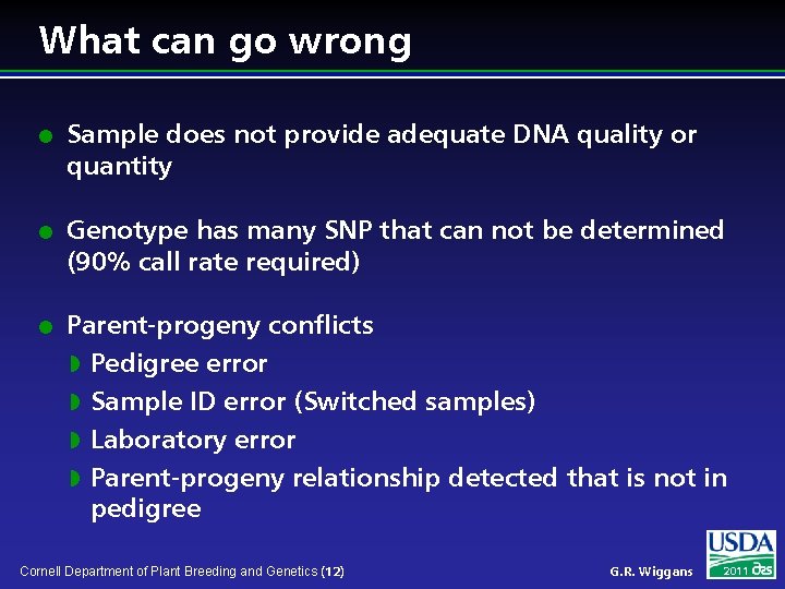 What can go wrong l l l Sample does not provide adequate DNA quality