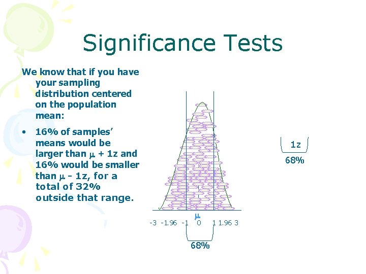Significance Tests We know that if you have your sampling distribution centered on the