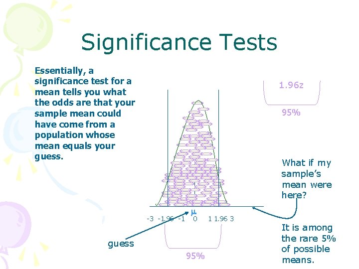 Significance Tests Essentially, a significance test for a mean tells you what the odds