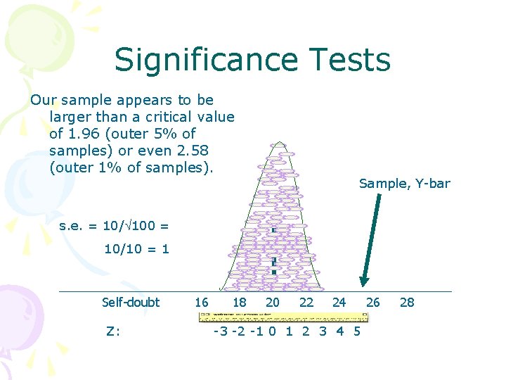 Significance Tests Our sample appears to be larger than a critical value of 1.