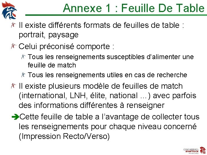 Annexe 1 : Feuille De Table Il existe différents formats de feuilles de table