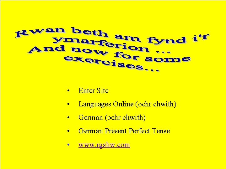  • Enter Site • Languages Online (ochr chwith) • German Present Perfect Tense