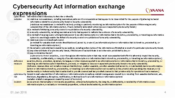 Cybersecurity Act information exchange expressions cyber threat information that is necessary to describe or