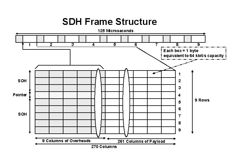 SDH Frame Structure 125 Microseconds 1 2 3 4 5 6 7 8 9