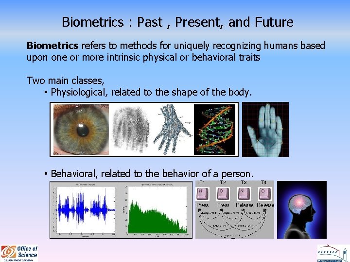 Biometrics : Past , Present, and Future Biometrics refers to methods for uniquely recognizing