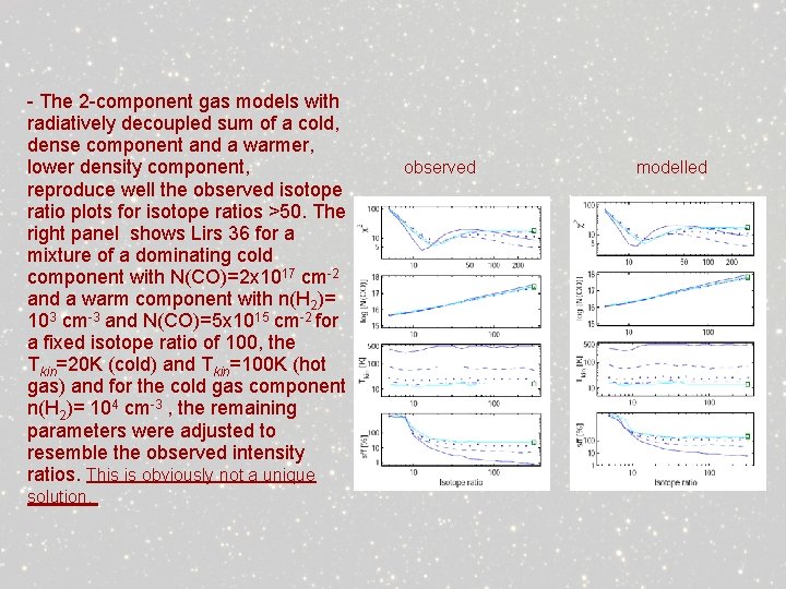 - The 2 -component gas models with radiatively decoupled sum of a cold, dense