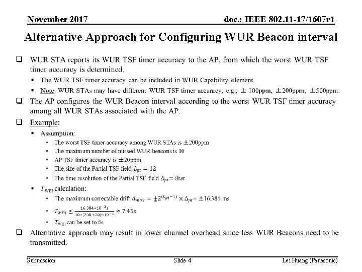 November 2017 doc. : IEEE 802. 11 -17/1607 r 1 Alternative Approach for Configuring