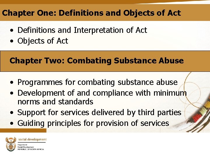 Chapter One: Definitions and Objects of Act • Definitions and Interpretation of Act •