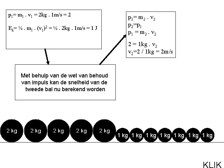 p 1= m 1. v 1 = 2 kg. 1 m/s = 2 Ek=