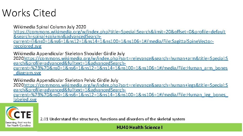 Works Cited Wikimedia Spinal Column July 2020 https: //commons. wikimedia. org/w/index. php? title=Special: Search&limit=20&offset=0&profile=default