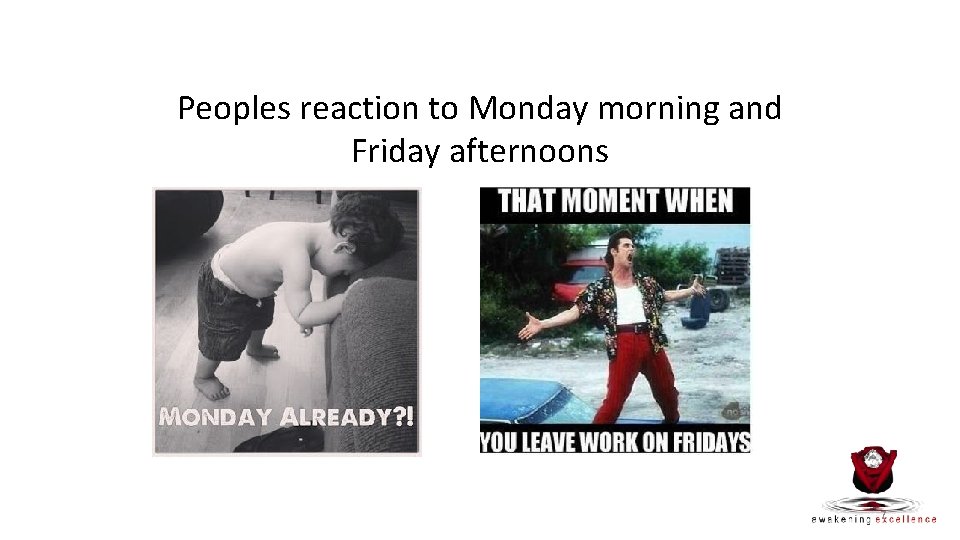 Engaging for success Peoples reaction to Monday morning and Friday afternoons 7 