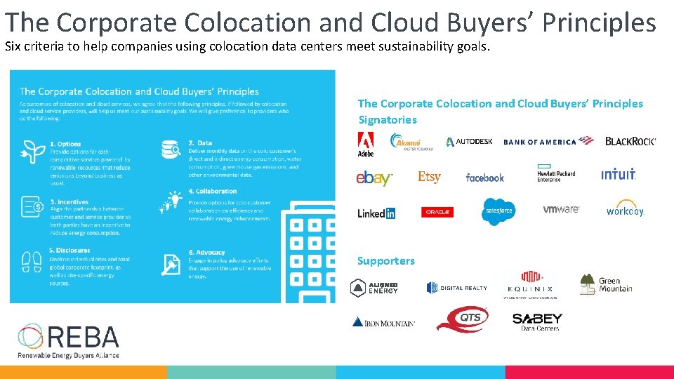 The Corporate Colocation and Cloud Buyers’ Principles Six criteria to help companies using colocation