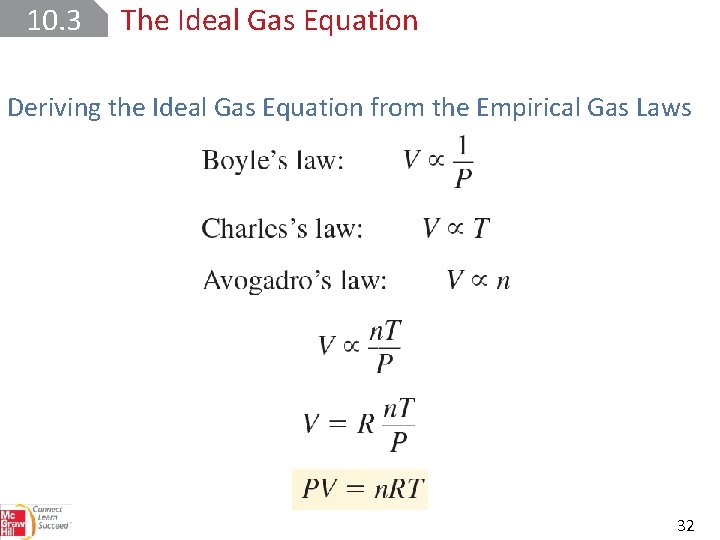 10. 3 The Ideal Gas Equation Deriving the Ideal Gas Equation from the Empirical