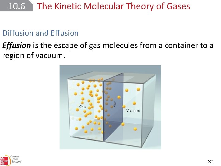 10. 6 The Kinetic Molecular Theory of Gases Diffusion and Effusion is the escape