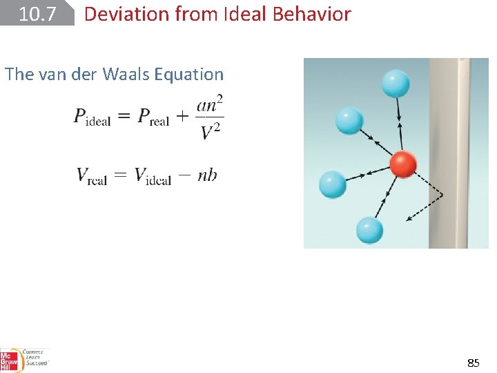 10. 7 Deviation from Ideal Behavior The van der Waals Equation 85 