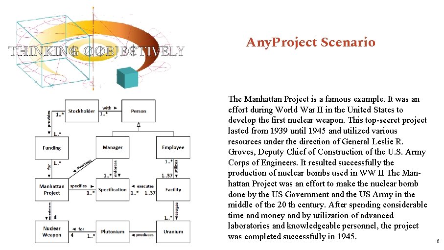 Any. Project Scenario The Manhattan Project is a famous example. It was an effort