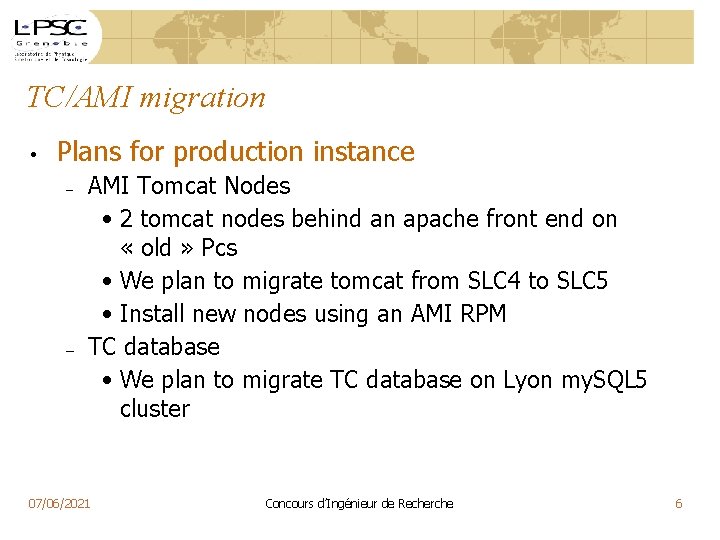 TC/AMI migration • Plans for production instance – – AMI Tomcat Nodes • 2