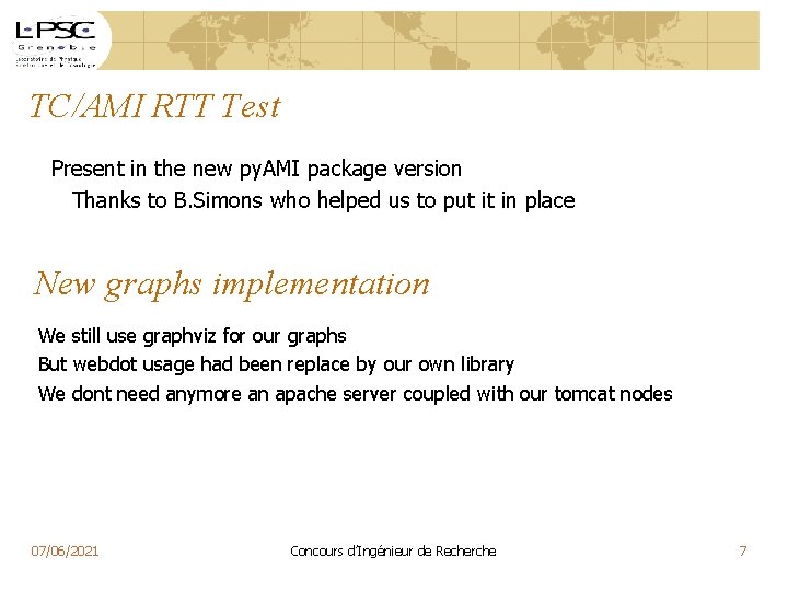 TC/AMI RTT Test Present in the new py. AMI package version Thanks to B.