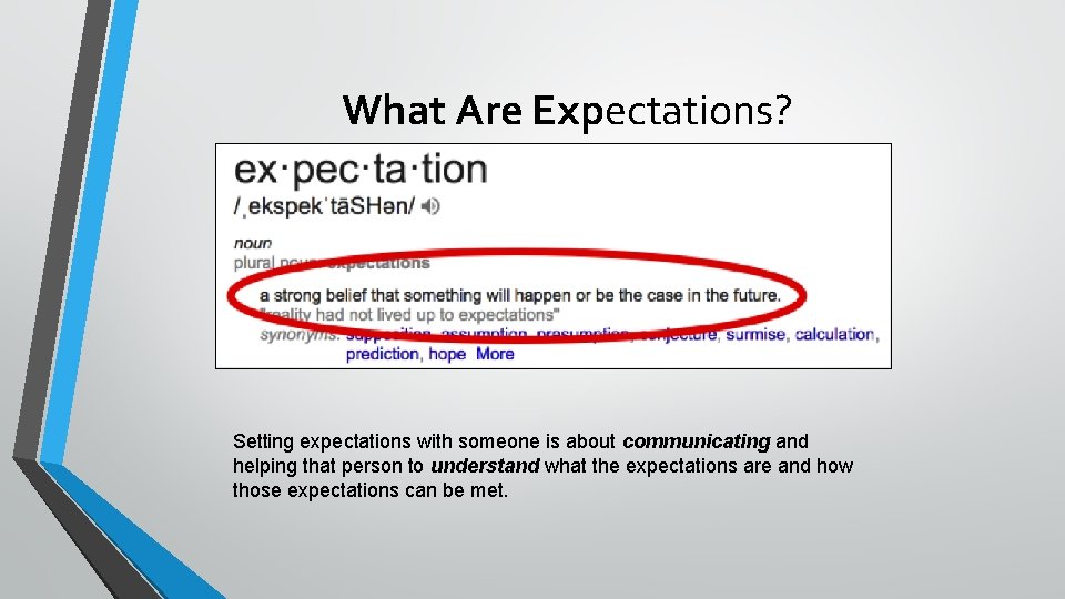 What Are Expectations? Setting expectations with someone is about communicating and helping that person