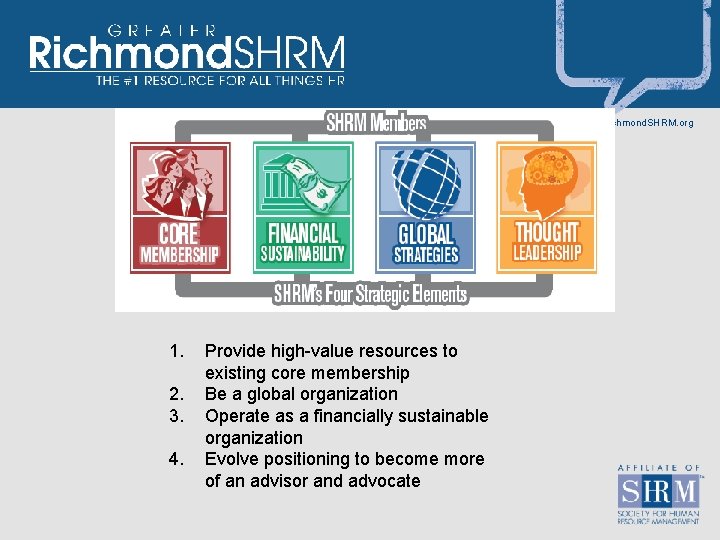 www. Richmond. SHRM. org 1. 2. 3. 4. Provide high-value resources to existing core