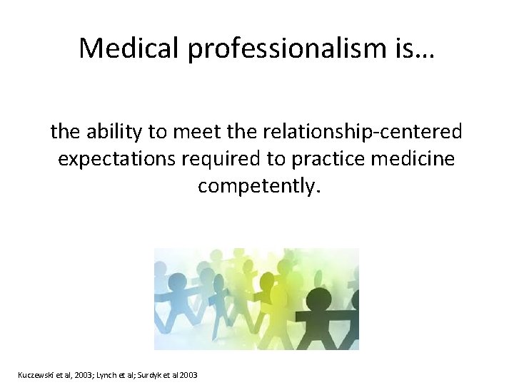 Medical professionalism is… the ability to meet the relationship-centered expectations required to practice medicine