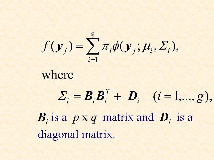Bi is a p x q matrix and Di is a diagonal matrix. 