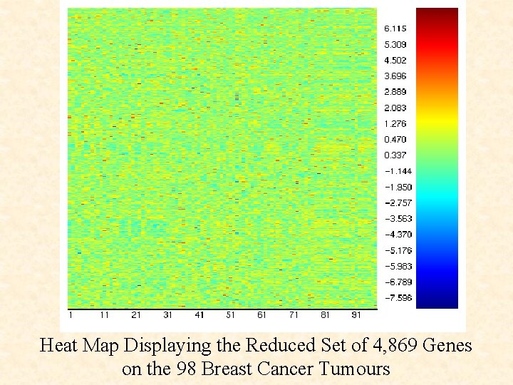 Heat Map Displaying the Reduced Set of 4, 869 Genes on the 98 Breast